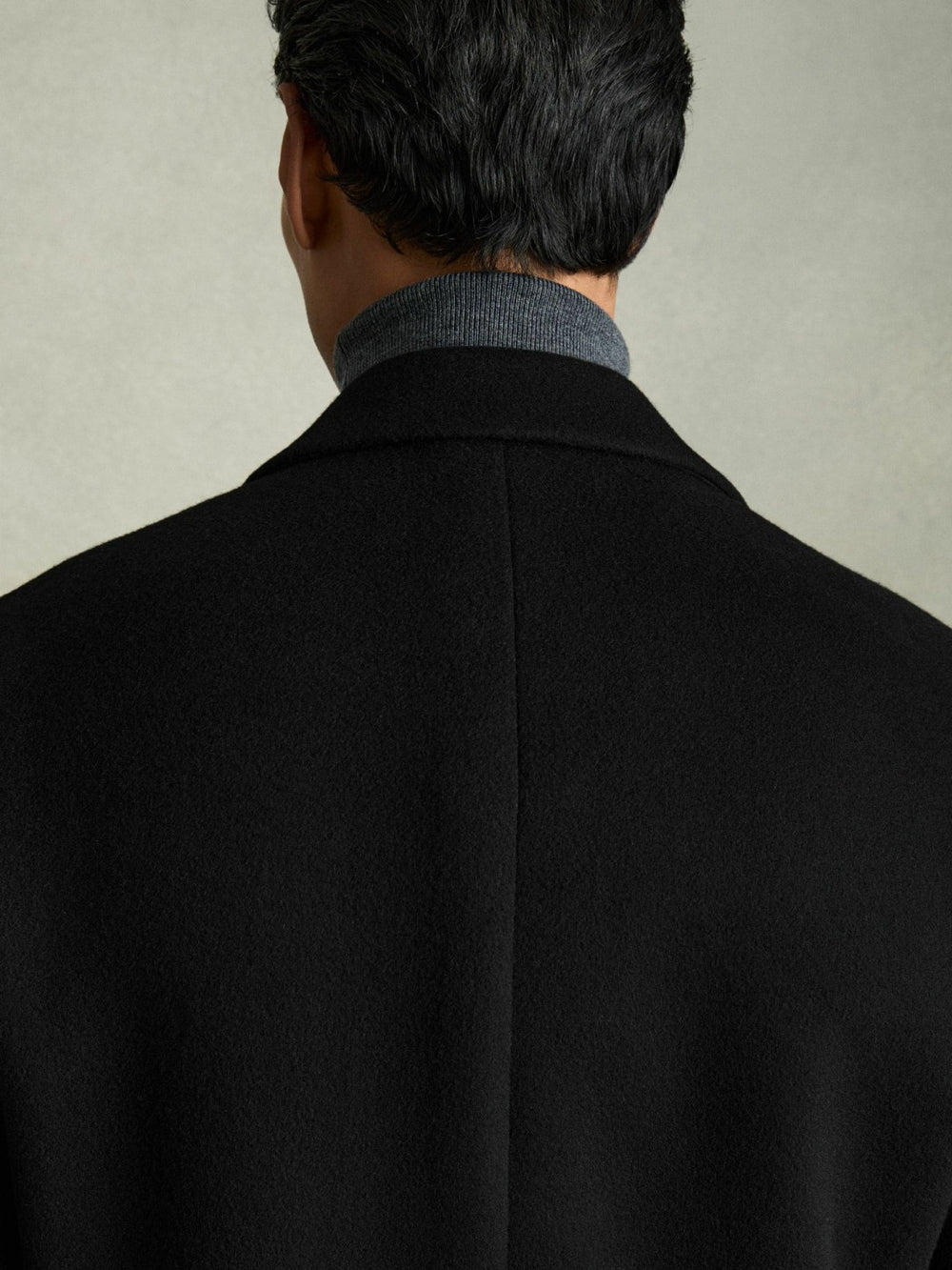 Wool Blend Single Breasted Epsom Overcoat Black | Mens