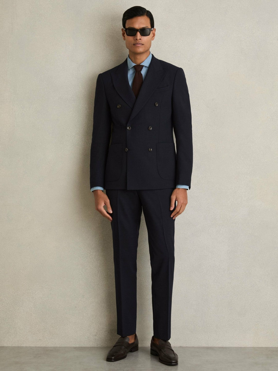 Double Breasted Suit Blazer Slim Fit Navy | Mens
