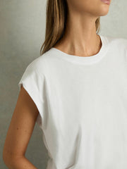 Cotton Capped Sleeve T-Shirt White | Womens
