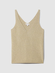Metallic V-Neck Vest Gold | Womens