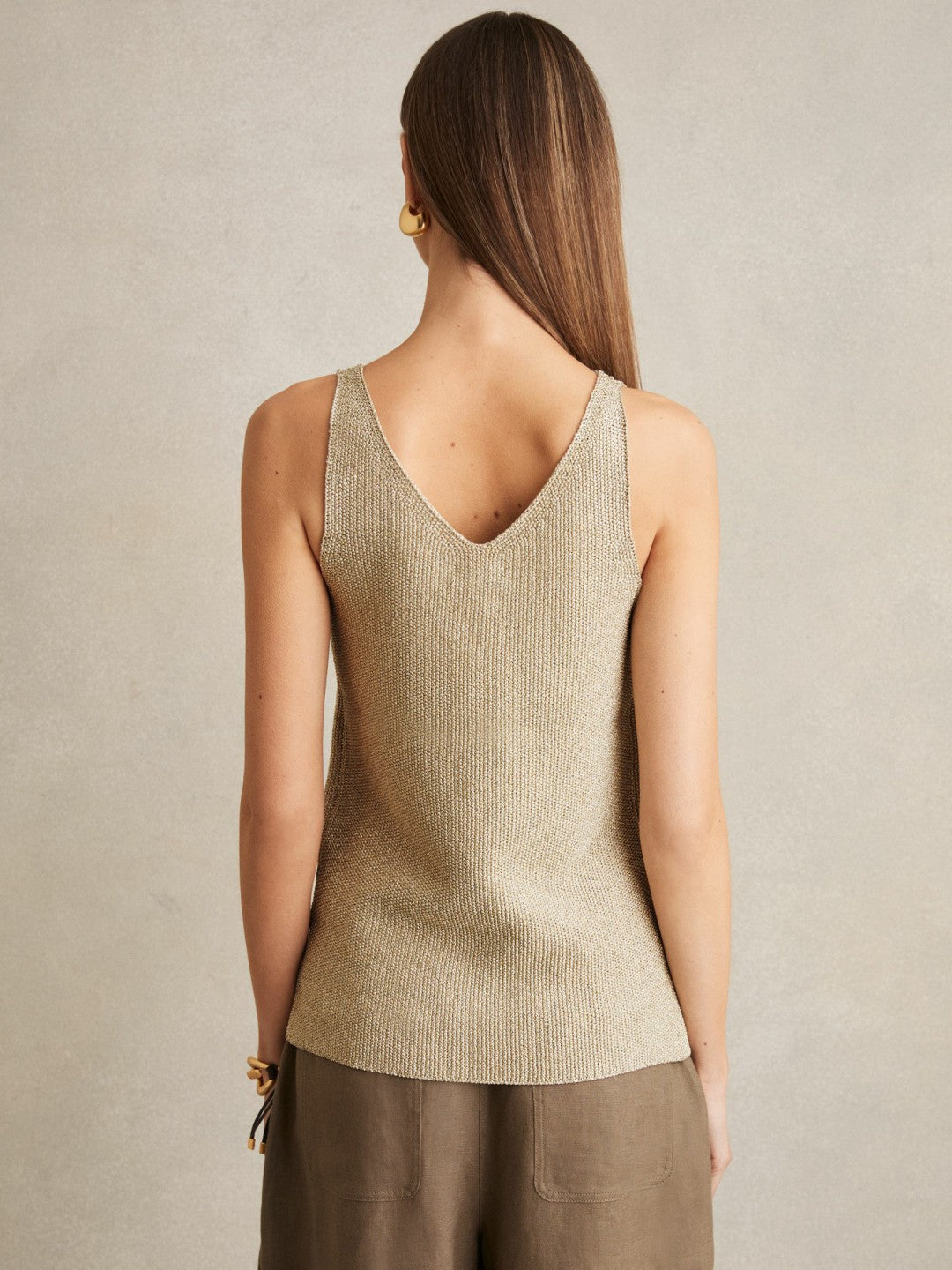 Metallic V-Neck Vest Gold | Womens