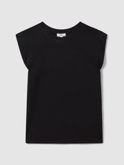 Cotton Capped Sleeve T-Shirt Black | Womens