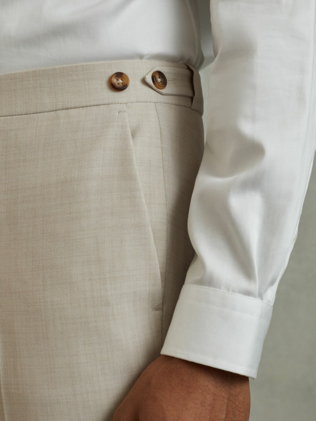 Slim Fit Side Adjuster Trousers Stone | Mens