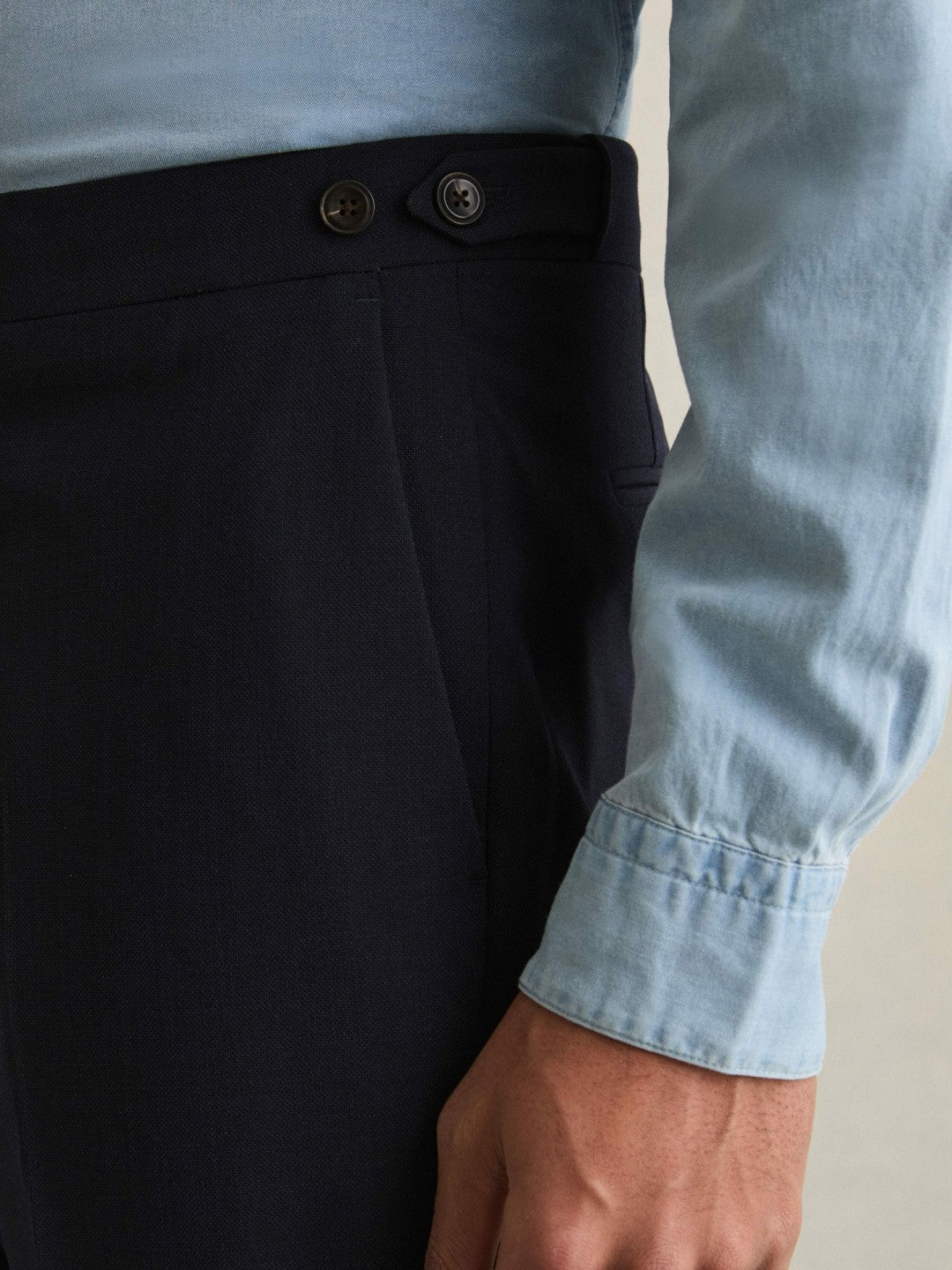 Slim Fit Side Adjuster Trousers Navy | Mens