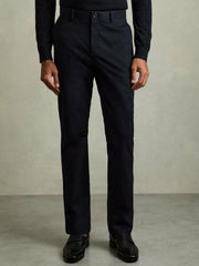 Slim Fit Washed Cotton Blend Chinos Navy | Mens