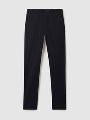 Slim Fit Washed Cotton Blend Chinos Navy | Mens