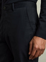 Slim Fit Washed Cotton Blend Chinos Navy | Mens
