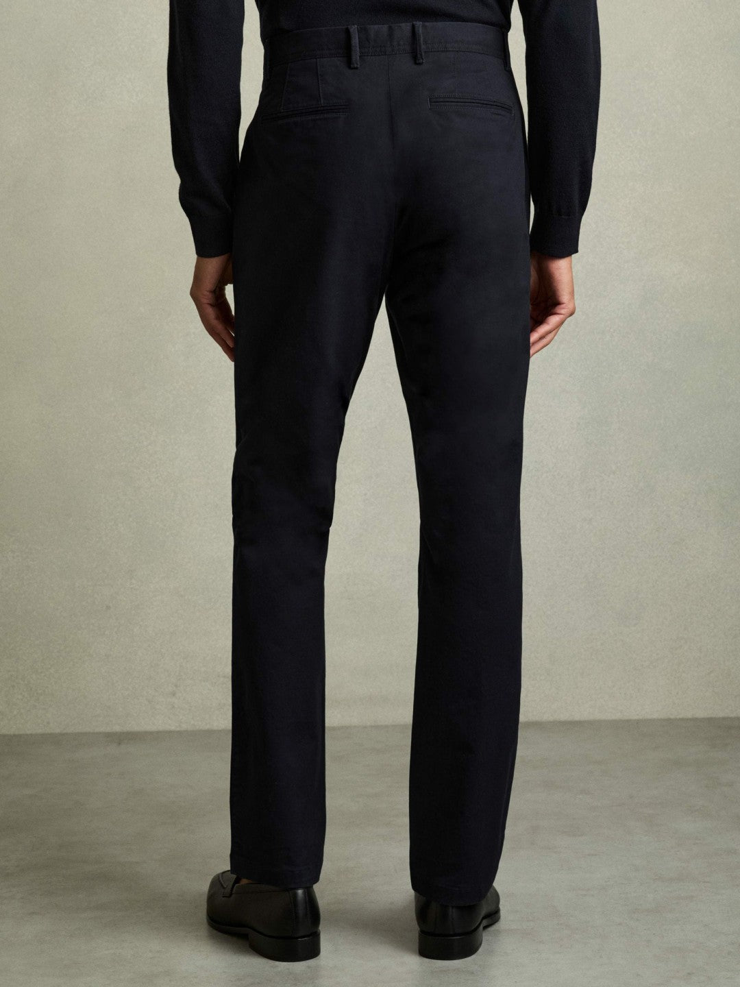 Slim Fit Washed Cotton Blend Chinos Navy | Mens