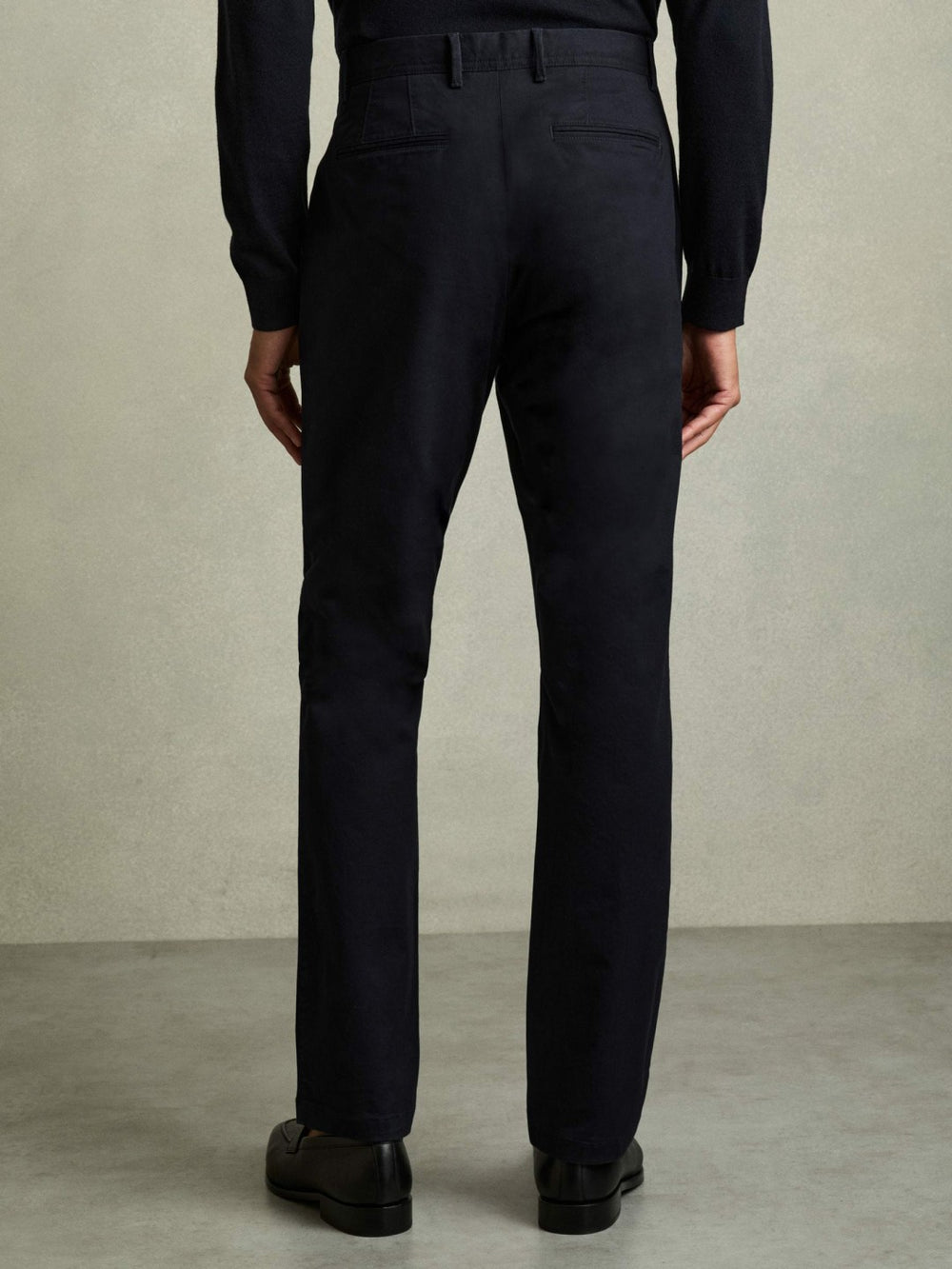 Slim Fit Washed Cotton Blend Chinos Navy | Mens