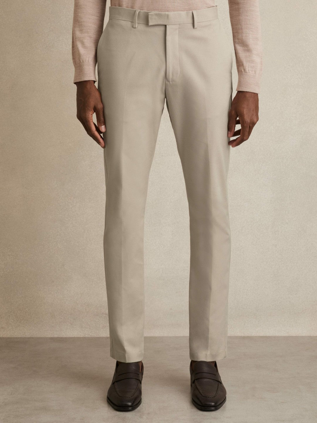 Slim Fit Cotton Blend Chinos Stone | Mens