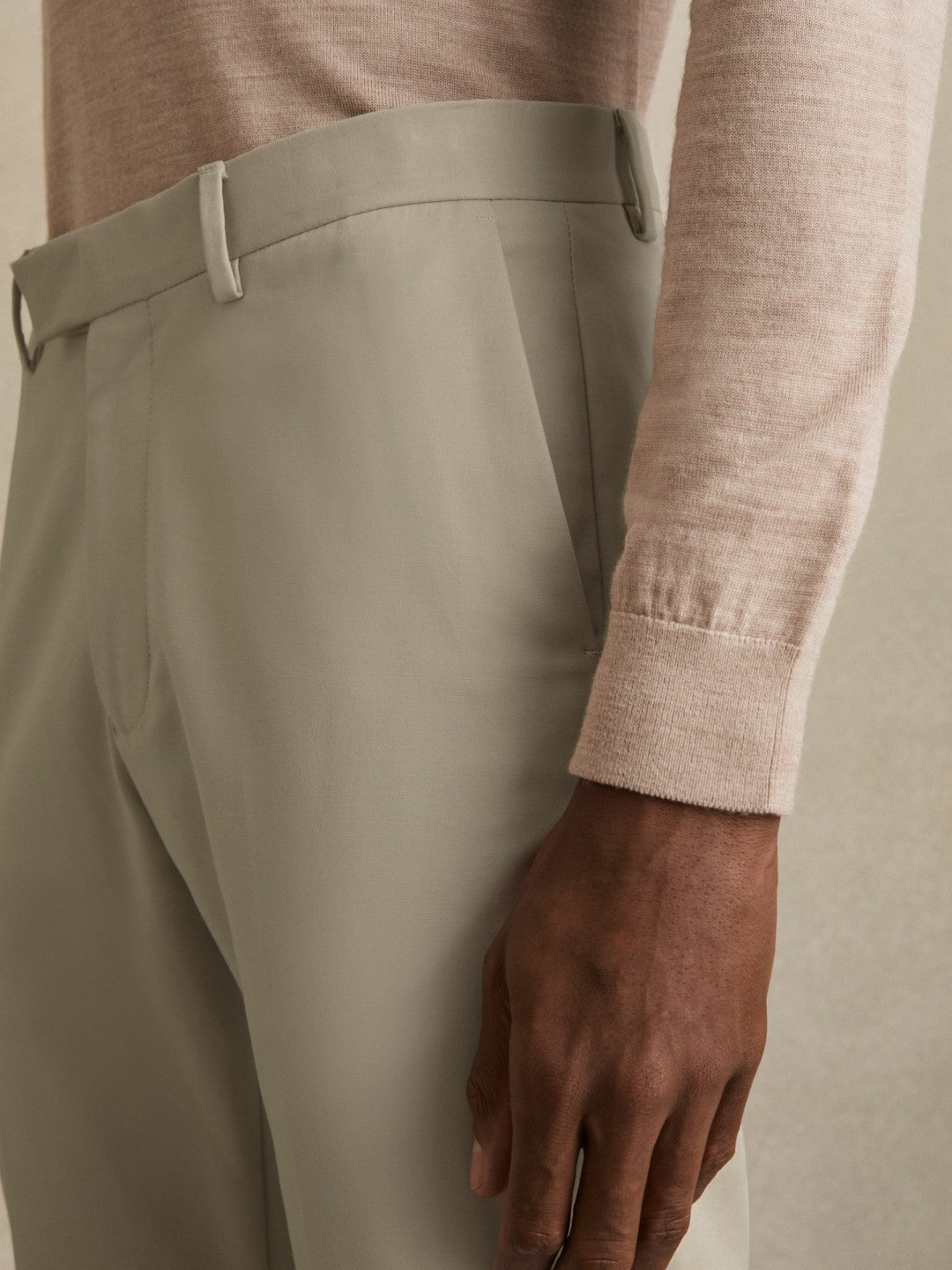 Slim Fit Cotton Blend Chinos Stone | Mens