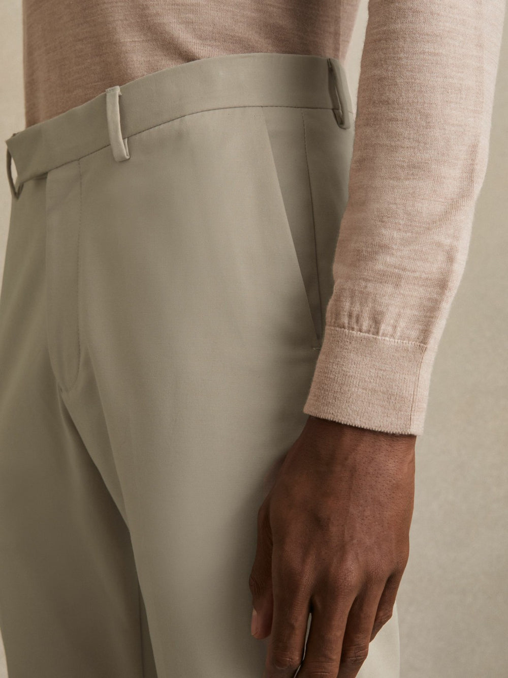 Slim Fit Cotton Blend Chinos Stone | Mens