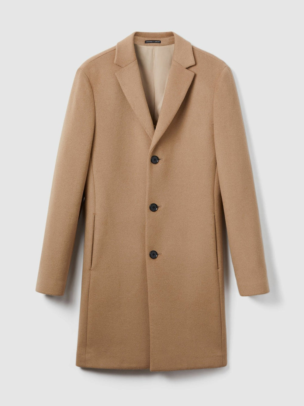 Wool Blend Single Breasted Epsom Overcoat Camel | Mens