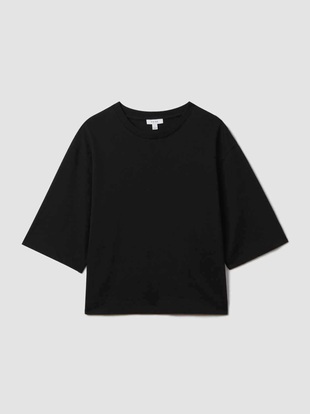 Oversized Cotton Crew Neck T-Shirt Black | Womens