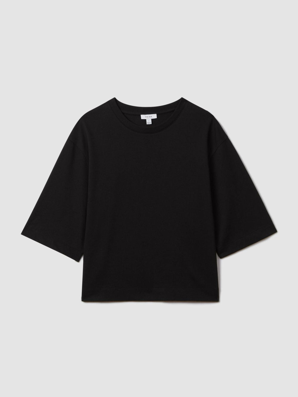 Oversized Cotton Crew Neck T-Shirt Black | Womens