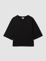 Oversized Cotton Crew Neck T-Shirt Black | Womens