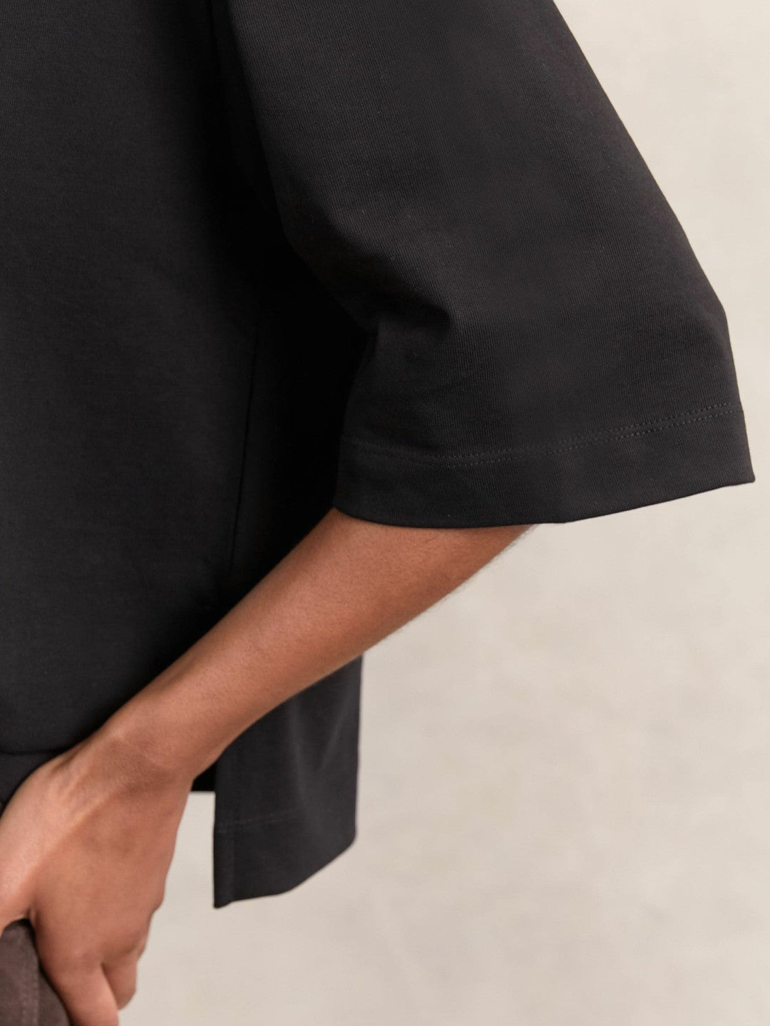 Oversized Cotton Crew Neck T-Shirt Black | Womens