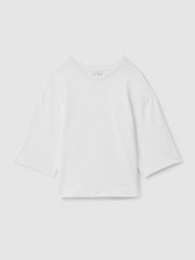 Oversized Cotton Crew Neck T-Shirt White | Womens