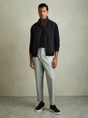 Hybrid Quilt and Knit Zip-Through Gilet Navy | Mens