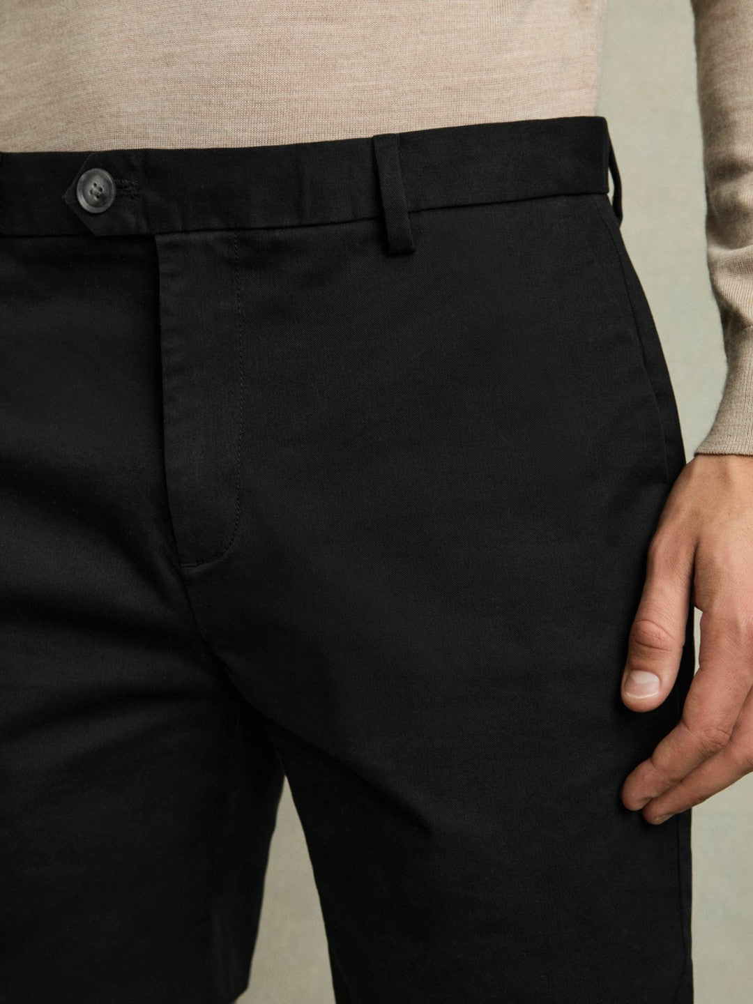 Short Length Casual Chino Shorts Black | Mens