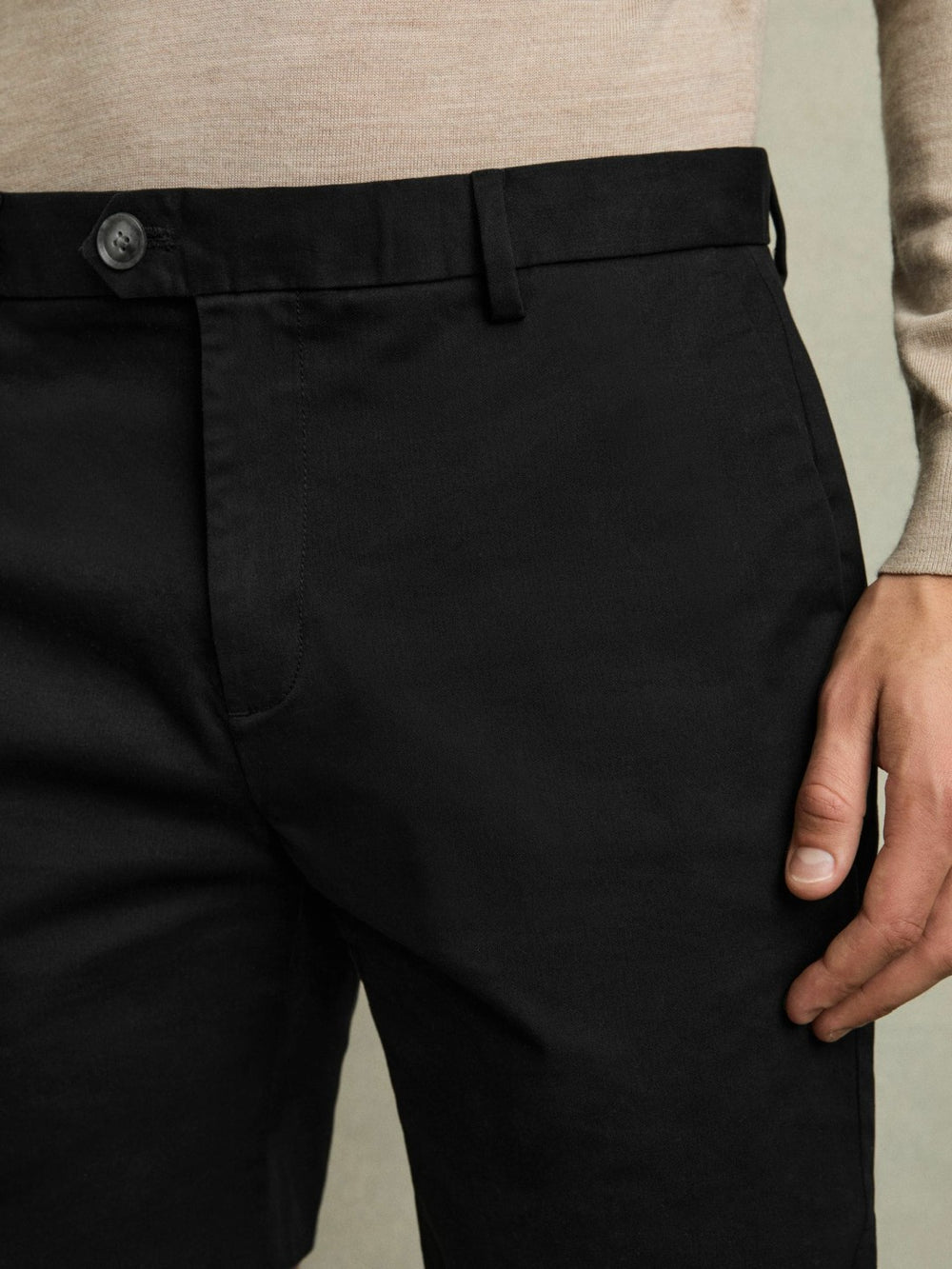 Short Length Casual Chino Shorts Black | Mens