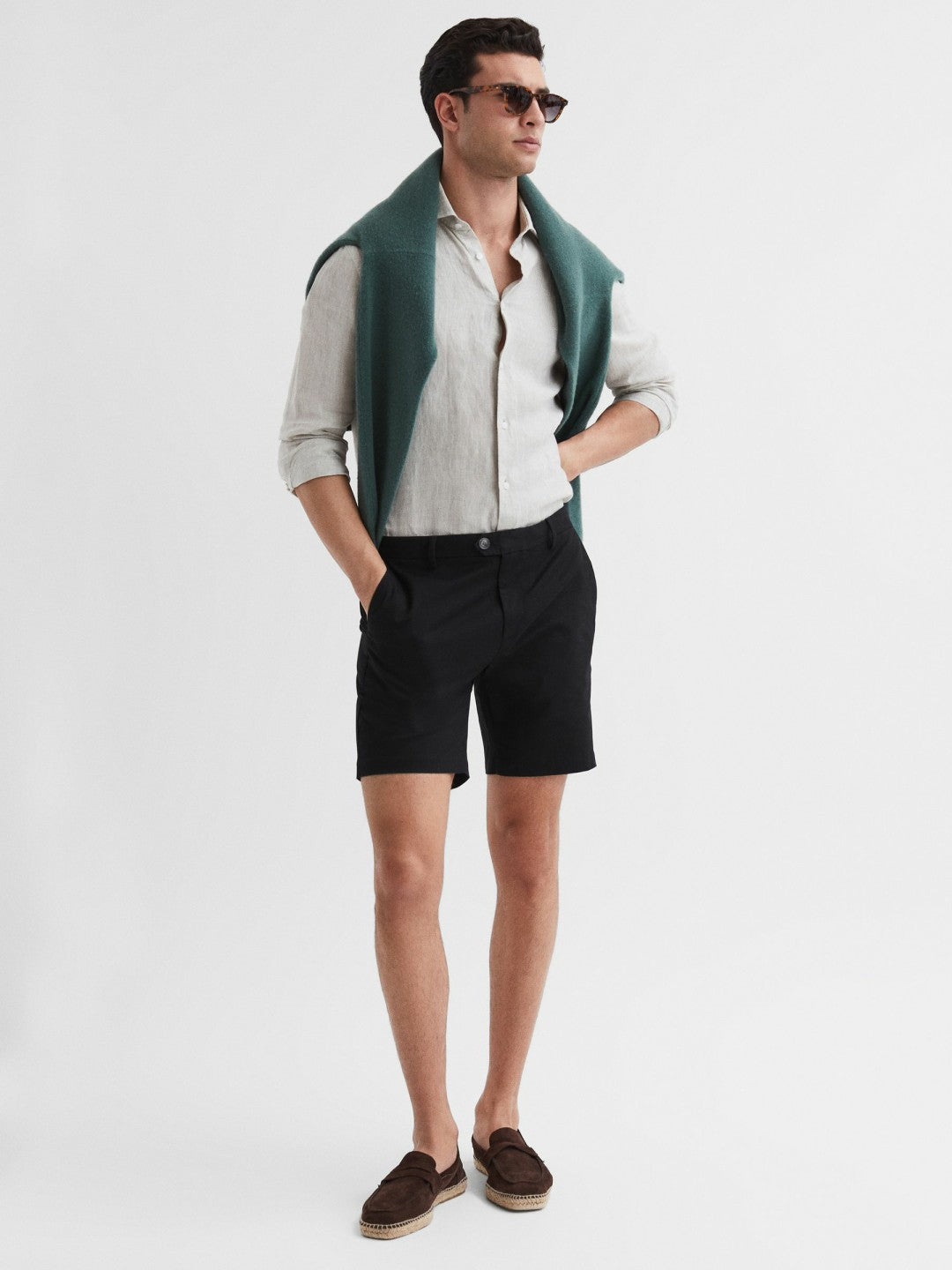 Short Length Casual Chino Shorts Black | Mens