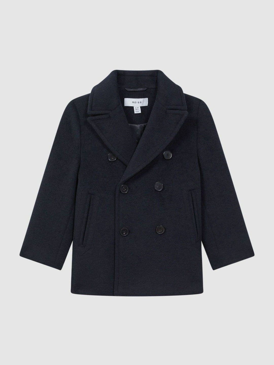 9-13 yrs Wool Blend Twill Double Breasted Coat Navy | Children