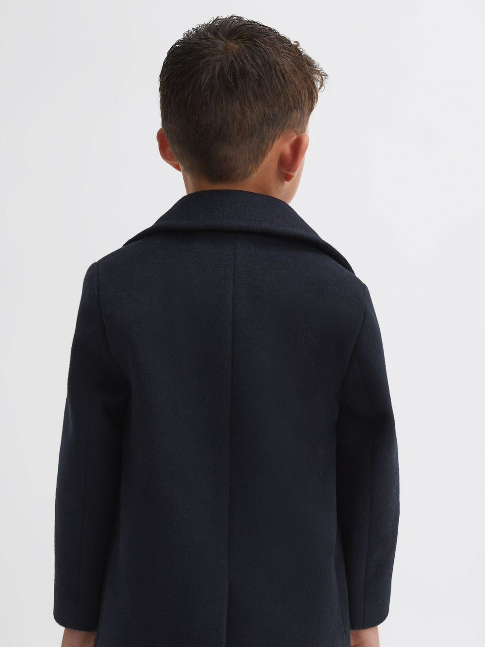 9-13 yrs Wool Blend Twill Double Breasted Coat Navy | Children