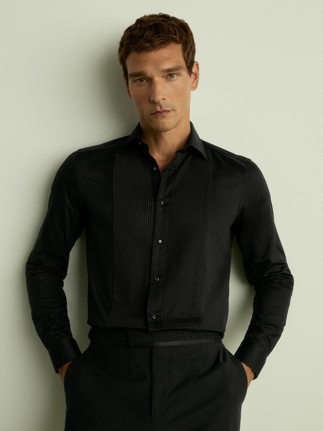 Slim Fit Cotton Dinner Shirt Black | Mens