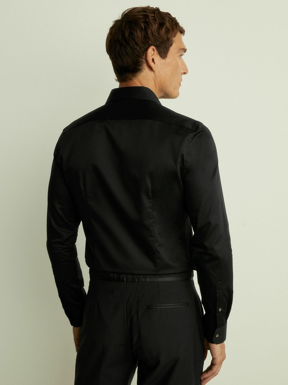 Slim Fit Cotton Dinner Shirt Black | Mens