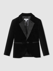 3-9 yrs Single Breasted Velvet Blazer Black | Children