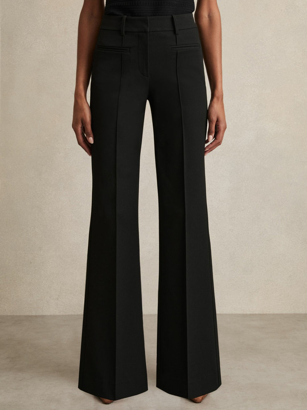 Petite High Rise Flared Trousers Black | Womens
