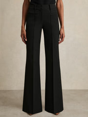 Petite High Rise Flared Trousers Black | Womens