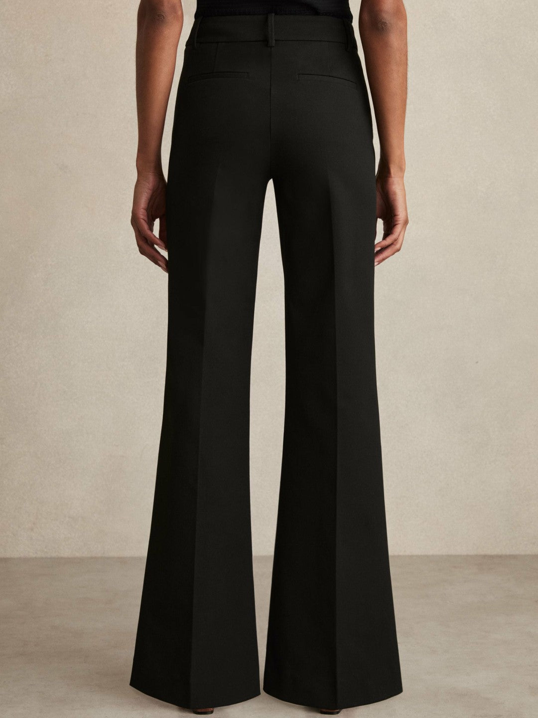 Petite High Rise Flared Trousers Black | Womens
