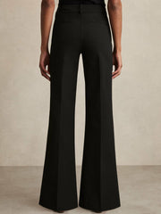 Petite High Rise Flared Trousers Black | Womens