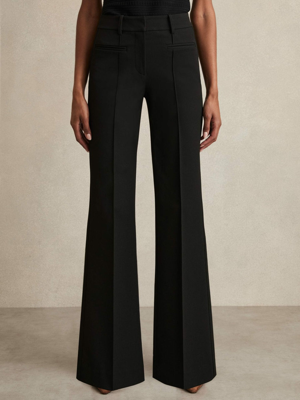 High Rise Flared Trousers Black | Womens
