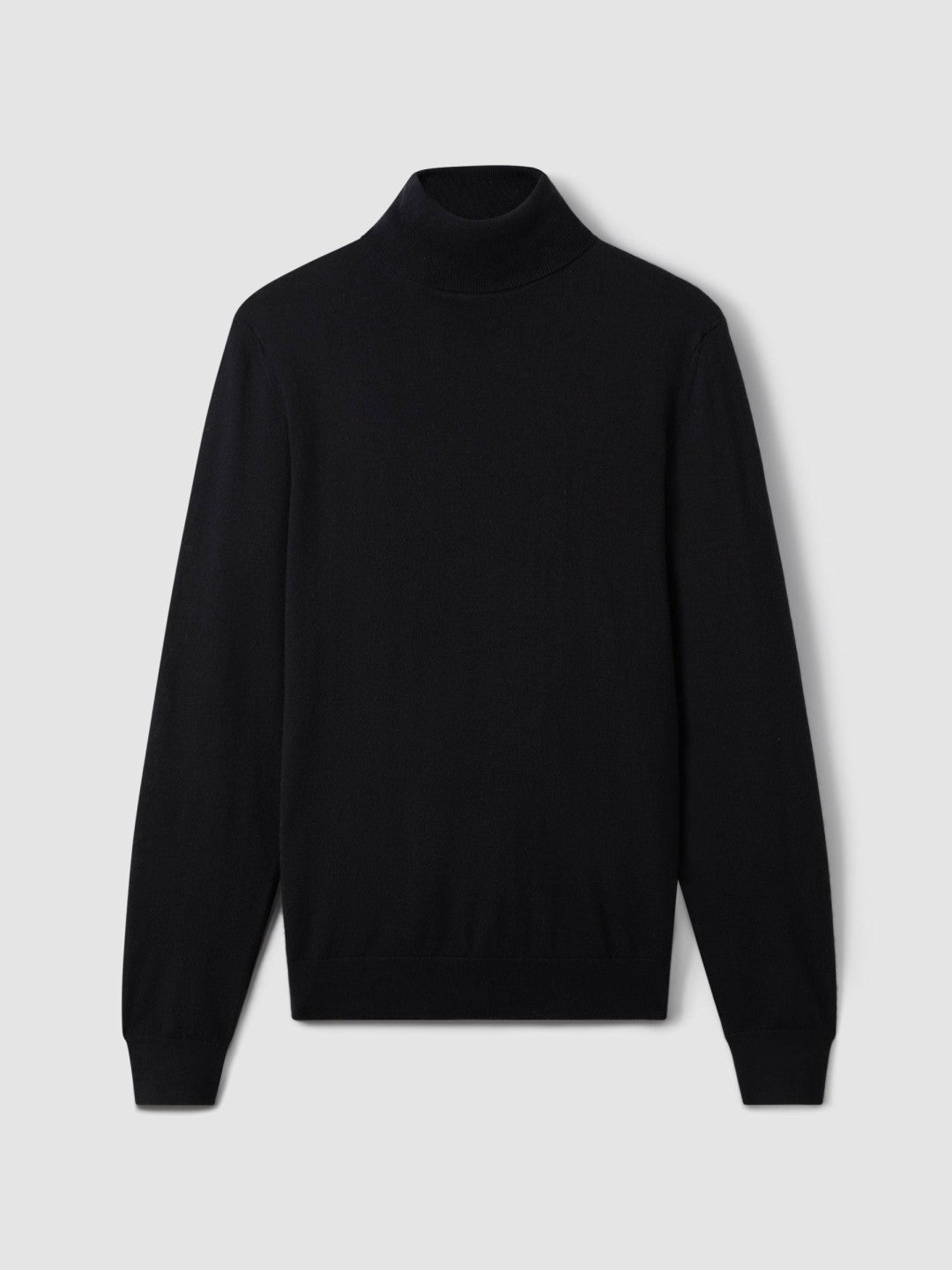 Slim Fit Merino Wool Roll Neck Jumper Navy | Mens