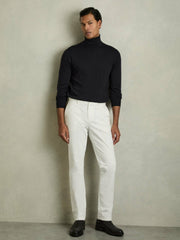 Slim Fit Merino Wool Roll Neck Jumper Navy | Mens