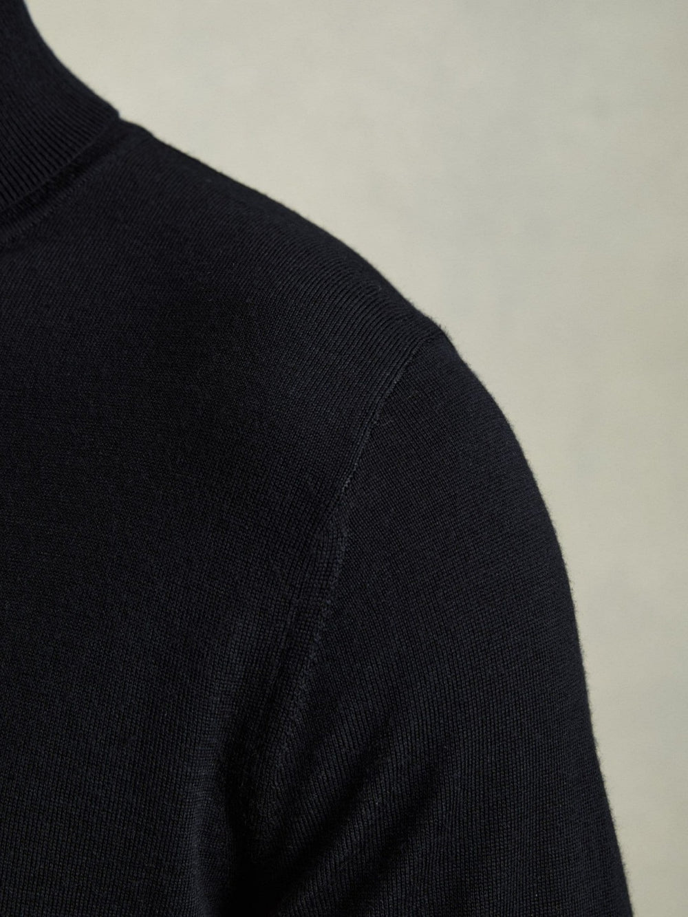 Slim Fit Merino Wool Roll Neck Jumper Navy | Mens