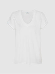 Cotton-Jersey V-Neck T-Shirt White | Womens