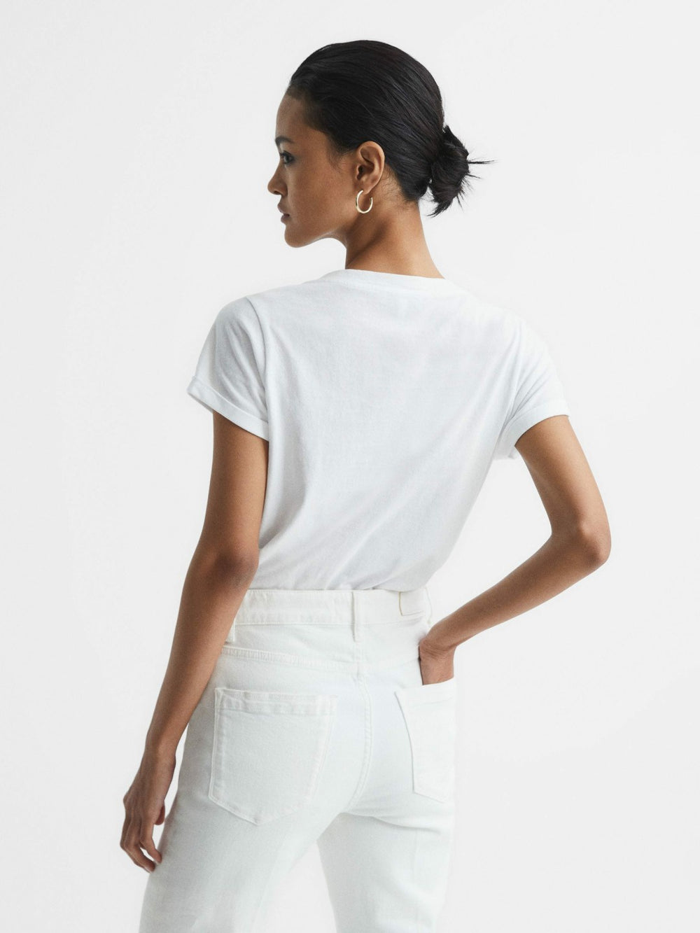 Cotton-Jersey V-Neck T-Shirt White | Womens