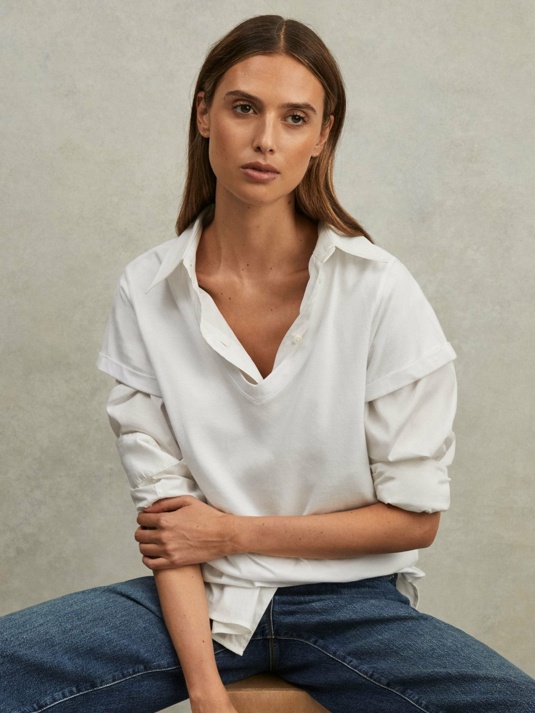 Cotton-Jersey V-Neck T-Shirt White | Womens