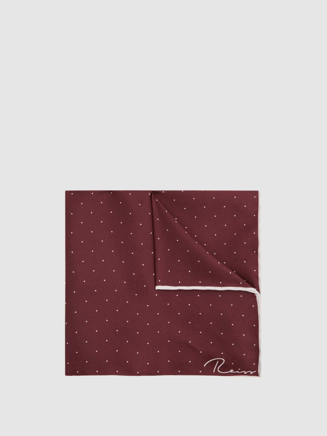 Polka Dot Silk Pocket Square Burgundy | Mens