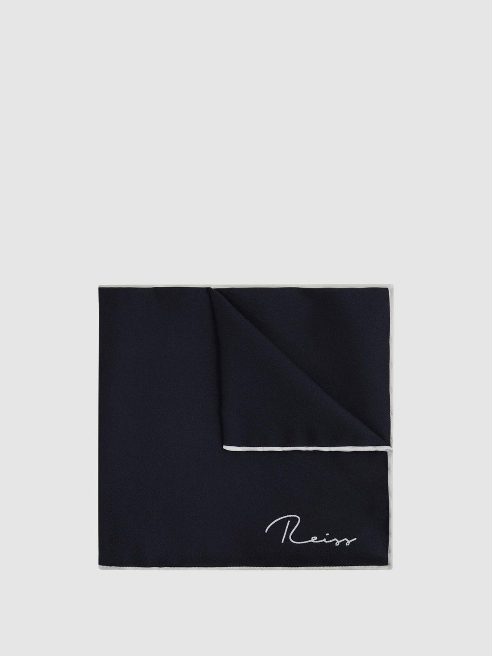 Plain Silk Pocket Square Navy | Mens