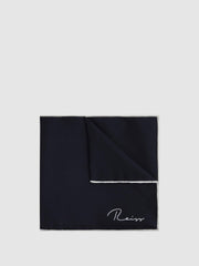 Plain Silk Pocket Square Navy | Mens