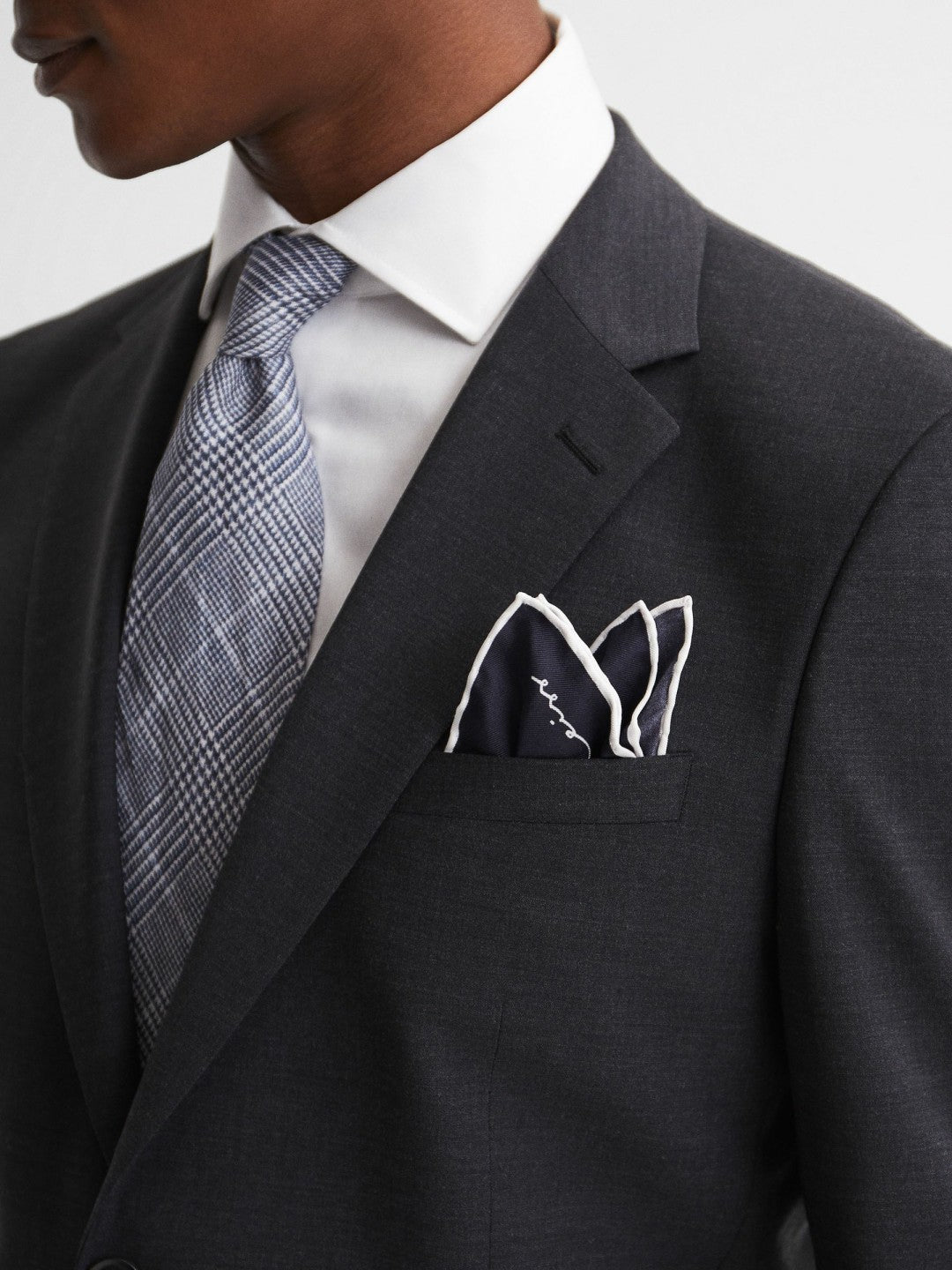 Plain Silk Pocket Square Navy | Mens