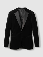 Velvet Single Breasted Slim Fit Jacket Black | Mens