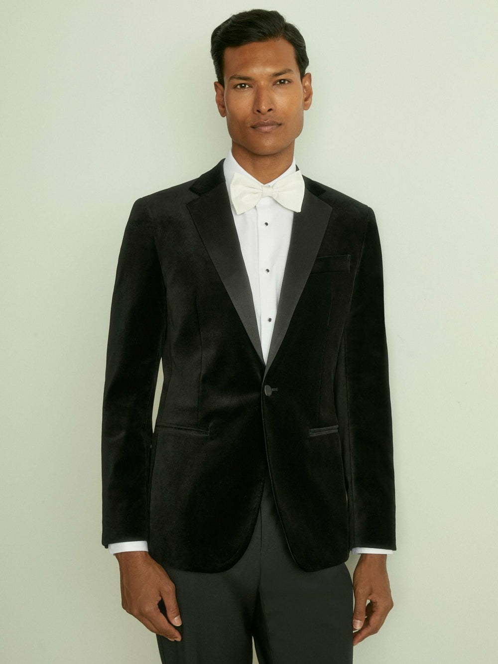 Velvet Single Breasted Slim Fit Jacket Black | Mens