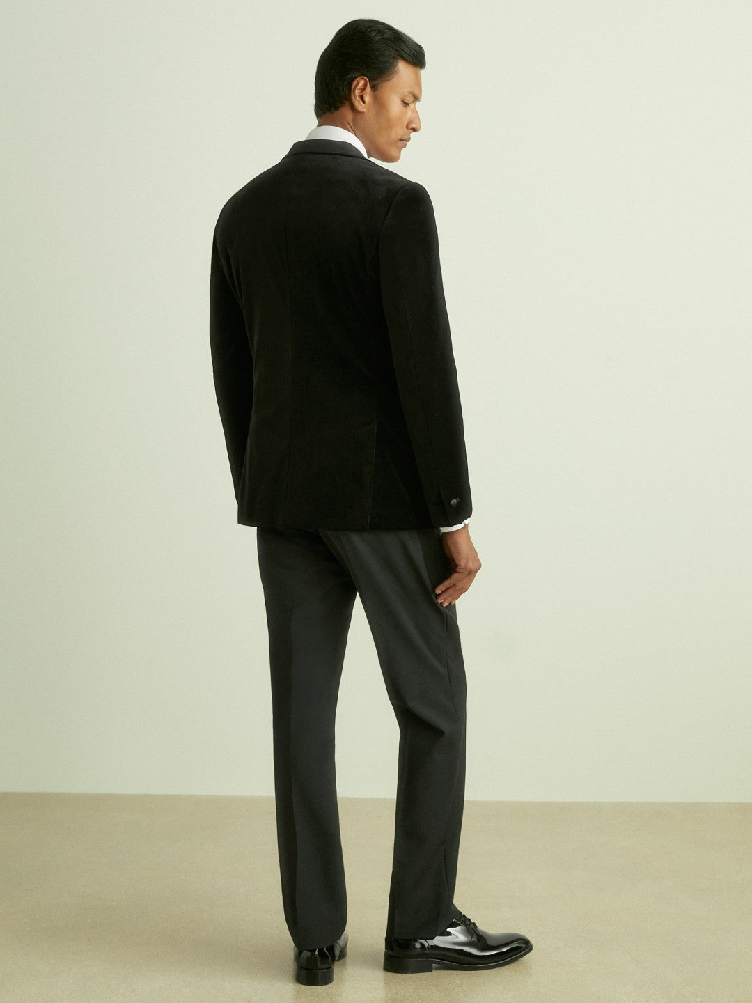 Velvet Single Breasted Slim Fit Jacket Black | Mens