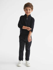 4-9 yrs Merino Wool Zip-Neck Jumper Navy | Children